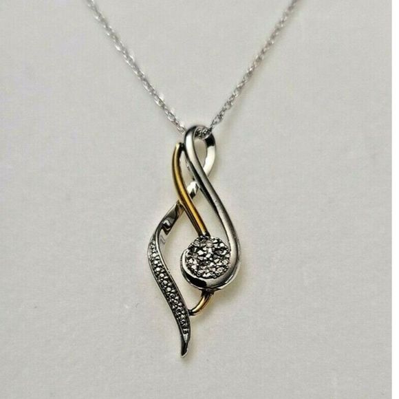 Jewelry - 10k 925 Sterling Silver Diamond Pendant Necklace